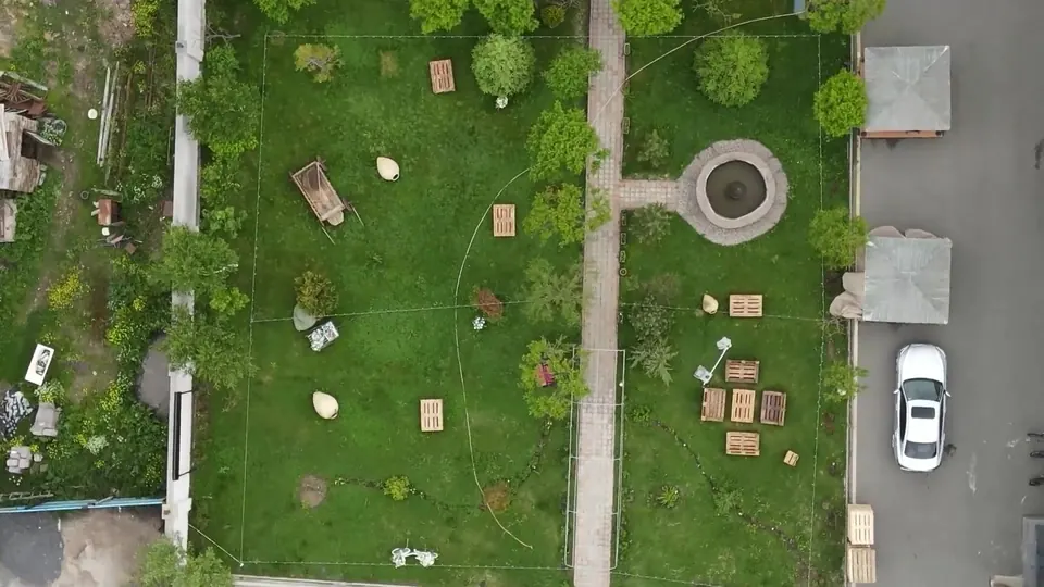 Aerial view of the hotel garden